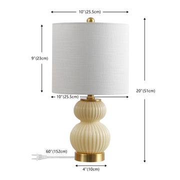Daphne 20" Ribbed Metal/Glass LED Table Lamp